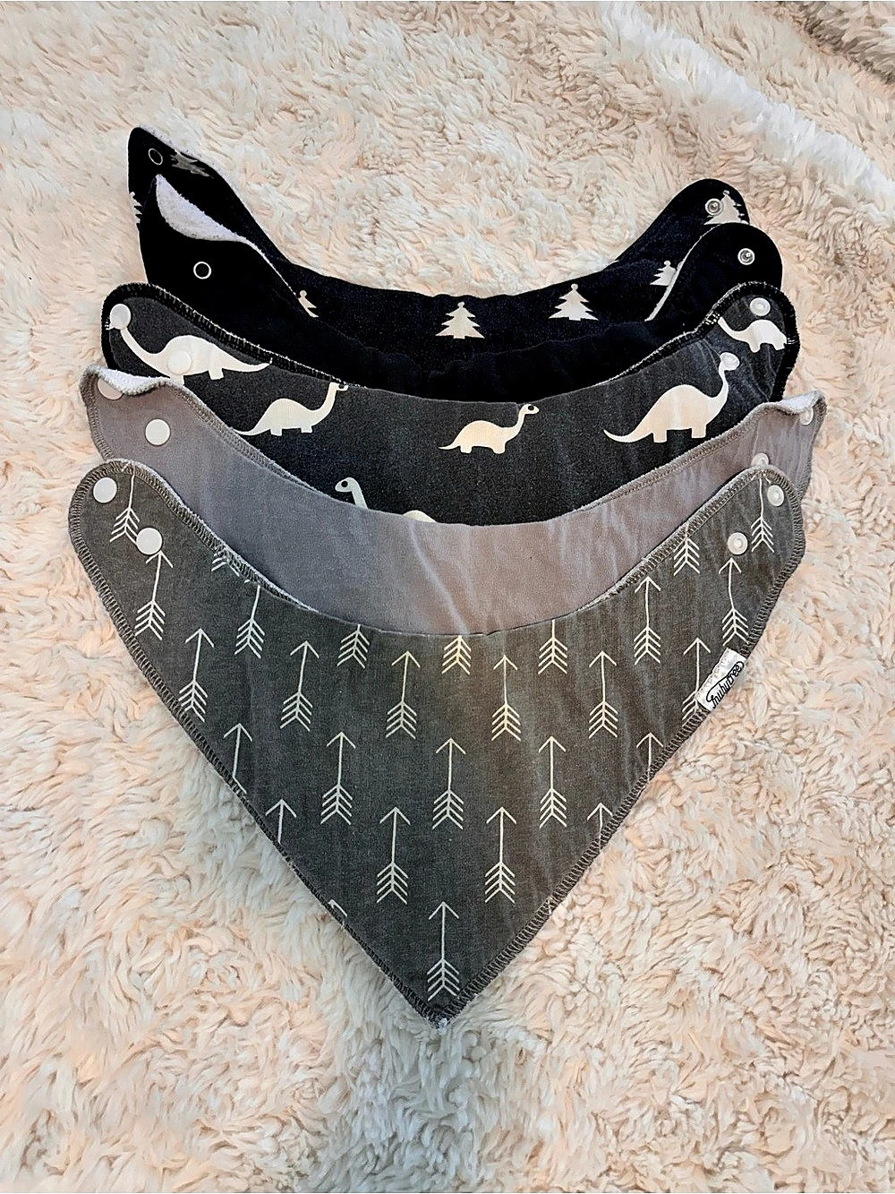 Baby Bib Set in Gray & Black Like New